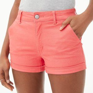 Aeropostale Coral Twill Midi Shorts